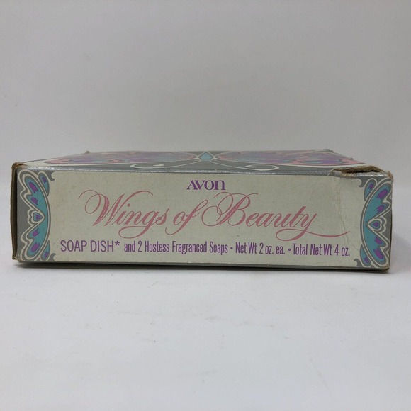 Butterfly Glass Soap Dish Avon Wings of Beauty 2 Hostess Fragrance Soaps NOS - Picture 9 of 11